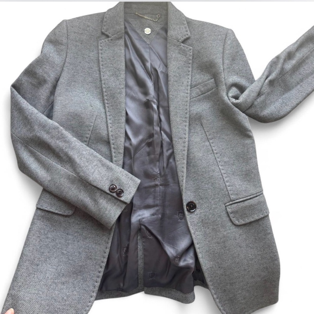 Grey Wool Blend Tailored Blazer - Picture 1 of 5